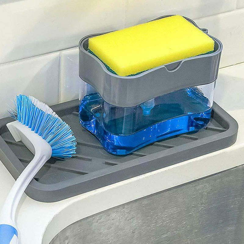 Soap Dispenser Instant Refill Dishwashing Soap Pump and Sponge Holder