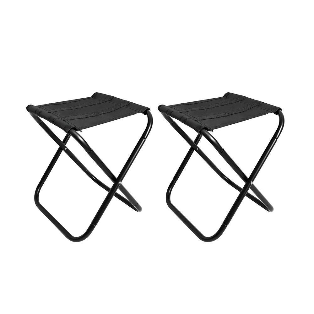 HYPERANNGER 2 Pack Aluminum Alloy Camping Folding Stool with Storage Bag-Black