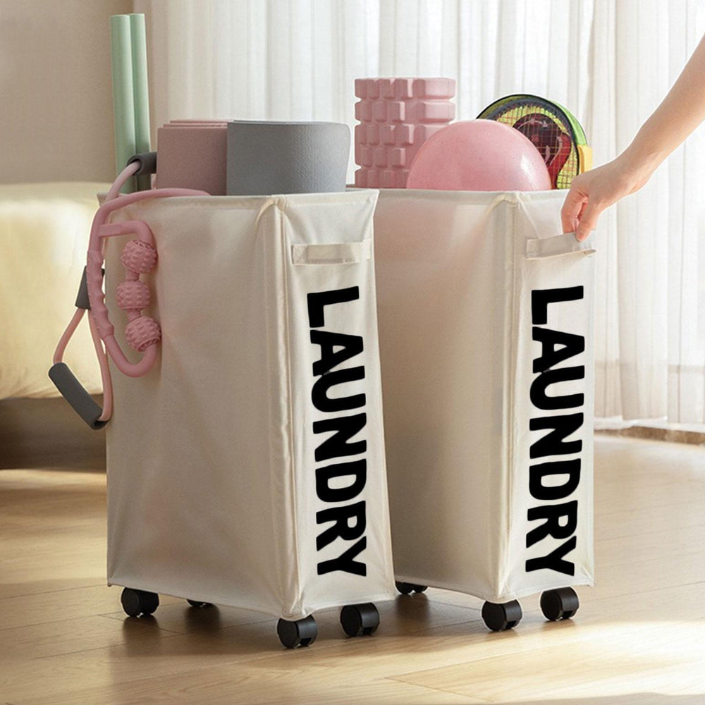 STORFEX Foldable Laundry Basket with Wheels