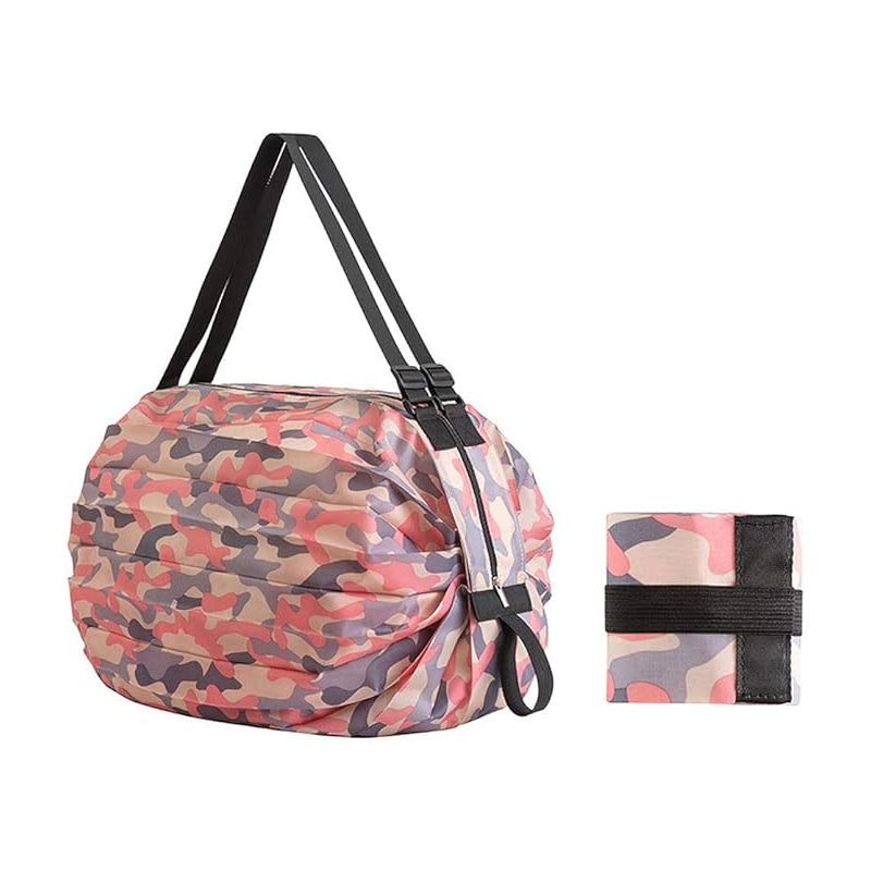 Reusable Eco-Friendly Foldable Shopping Bag with Handles and Pocket
