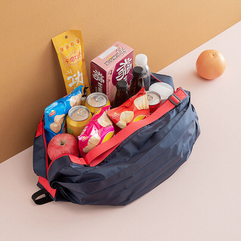 Reusable Eco-Friendly Foldable Shopping Bag with Handles and Pocket