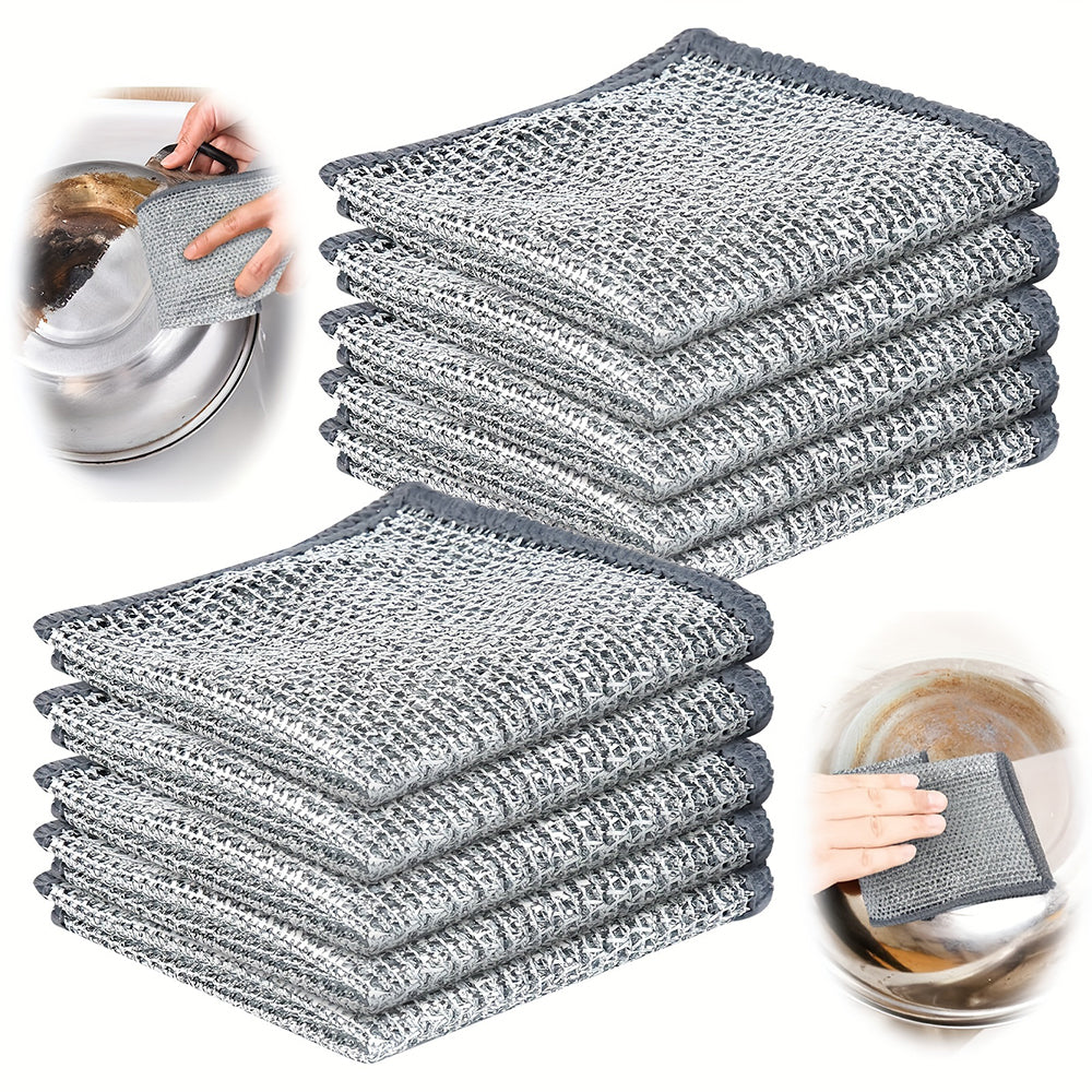 5/10pcs Non-stick Oil-free Mesh Wire Dishwashing Cloth For Kitchen Stove Dishwashing And Pot Washing