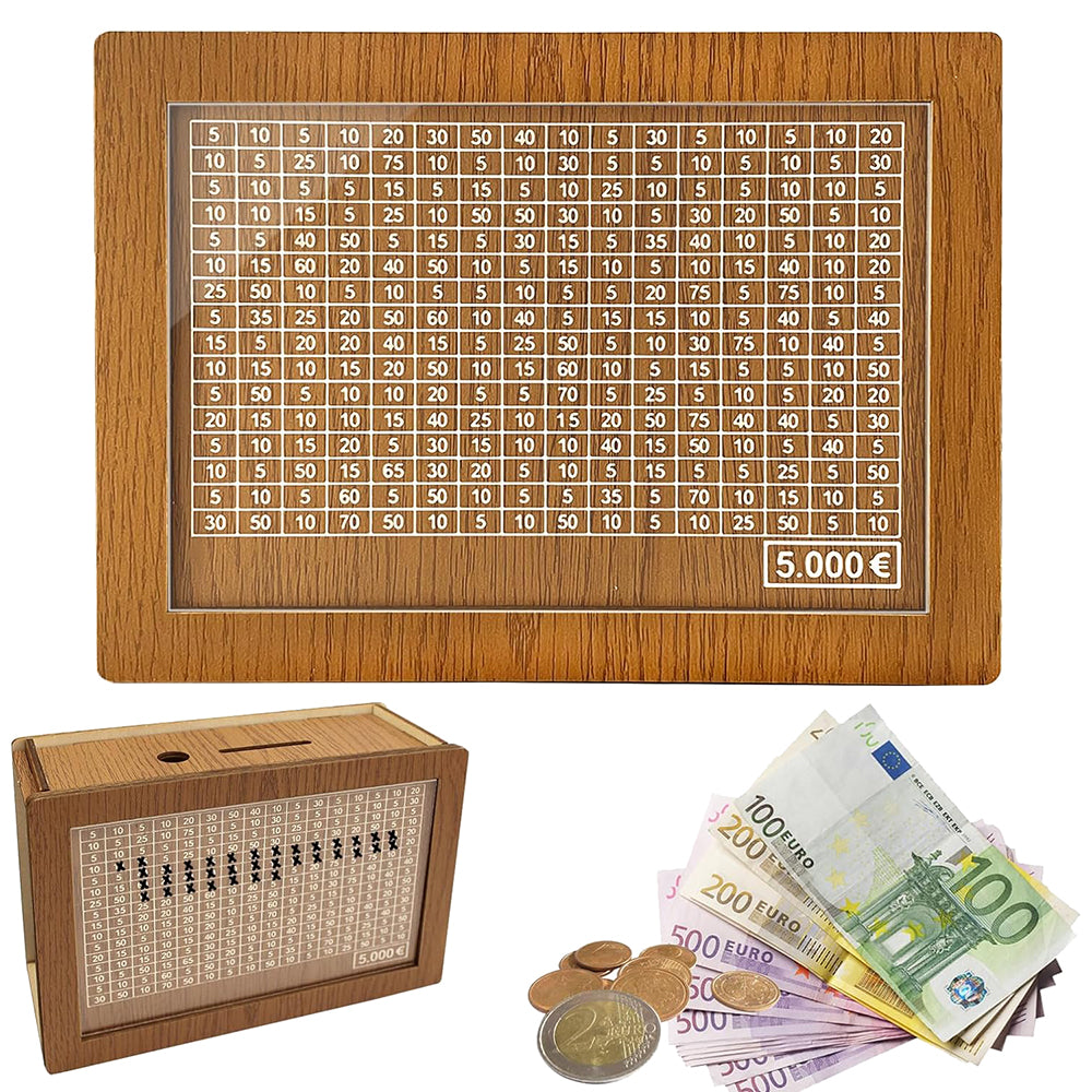 Large Capacity Wooden Piggy Bank Cash Box with Counter - Suitable for EURO