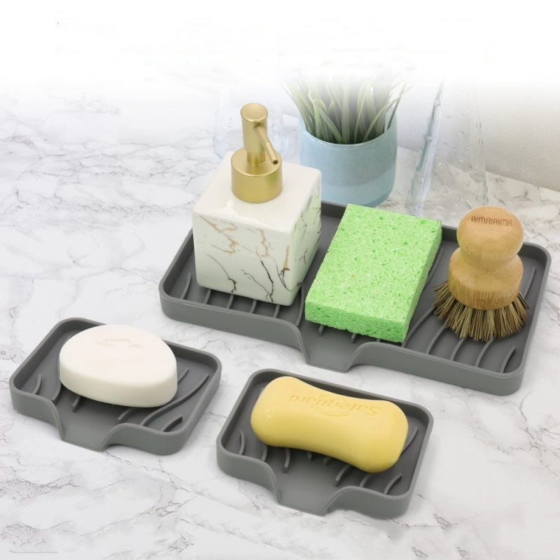 Free Punch Silicone Drain Soap Box Anti-slip Sink Tray