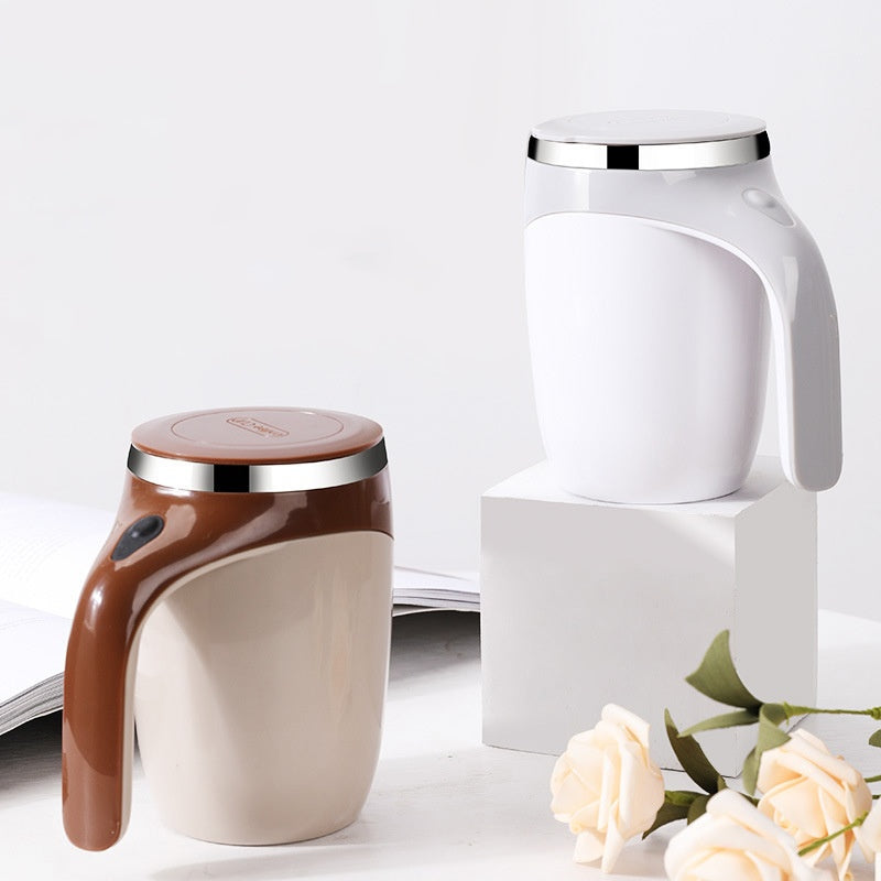 Electric Stainless Steel Rotating Stirring Cup Coffee Mug - Rechargeable