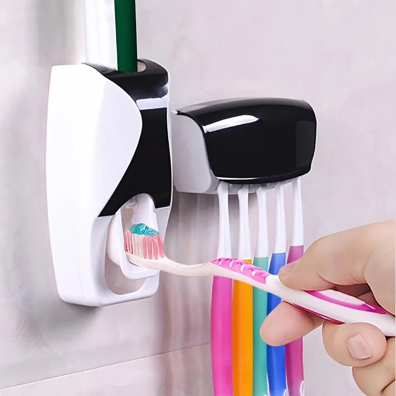 Wall Mounted Toothbrush Storage Rack with Toothpaste Squeezer