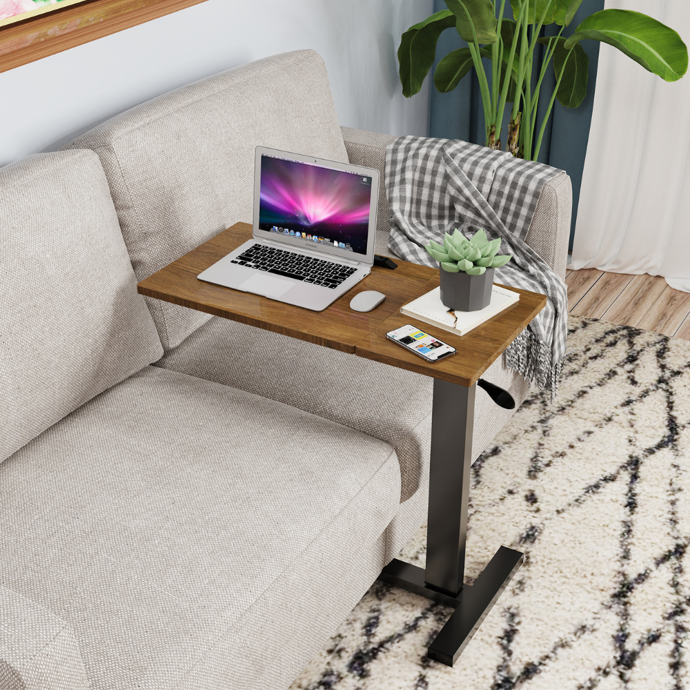Split Top Tilting Adjustable Overbed Table with Wheels