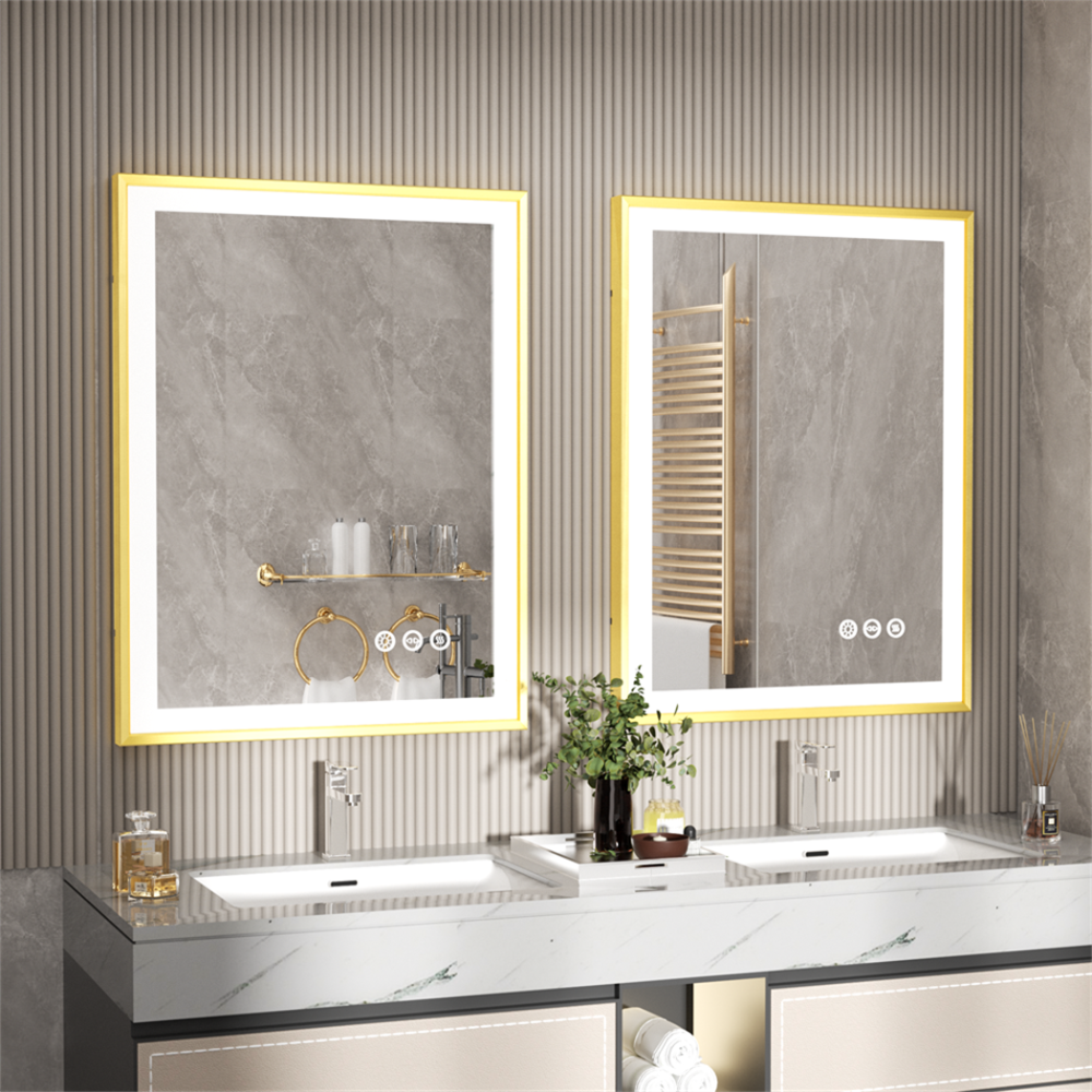 Luxurious LED Bathroom Mirror with Gold Frame
