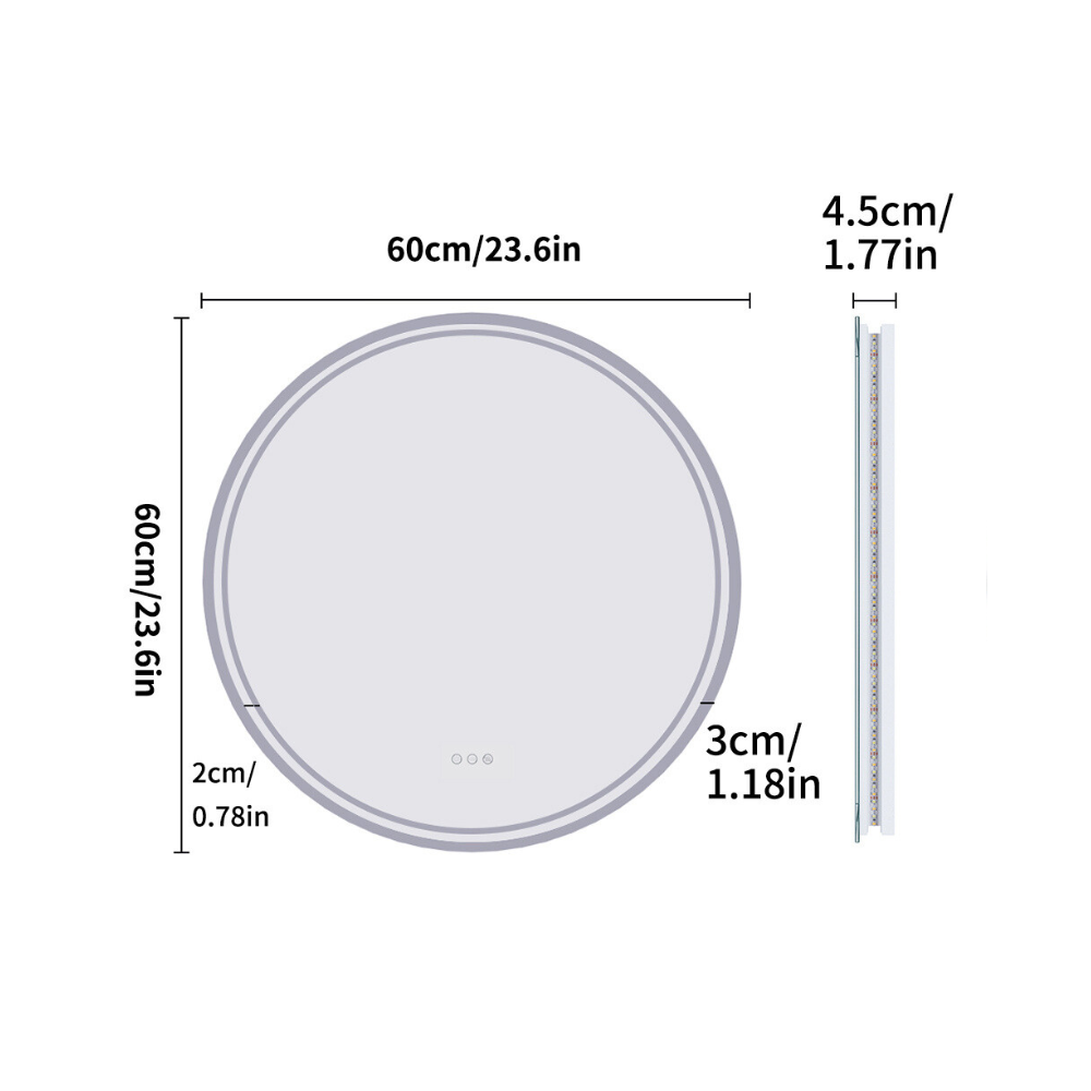 Waterproof Round Design Smart LED Bathroom Mirror