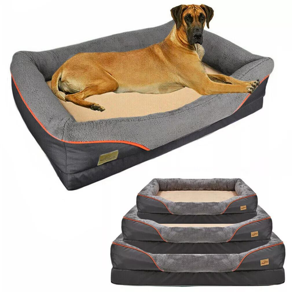 Removable and Washable Waterproof Large Dog Bed with Anti-Allergy Fleece Cover