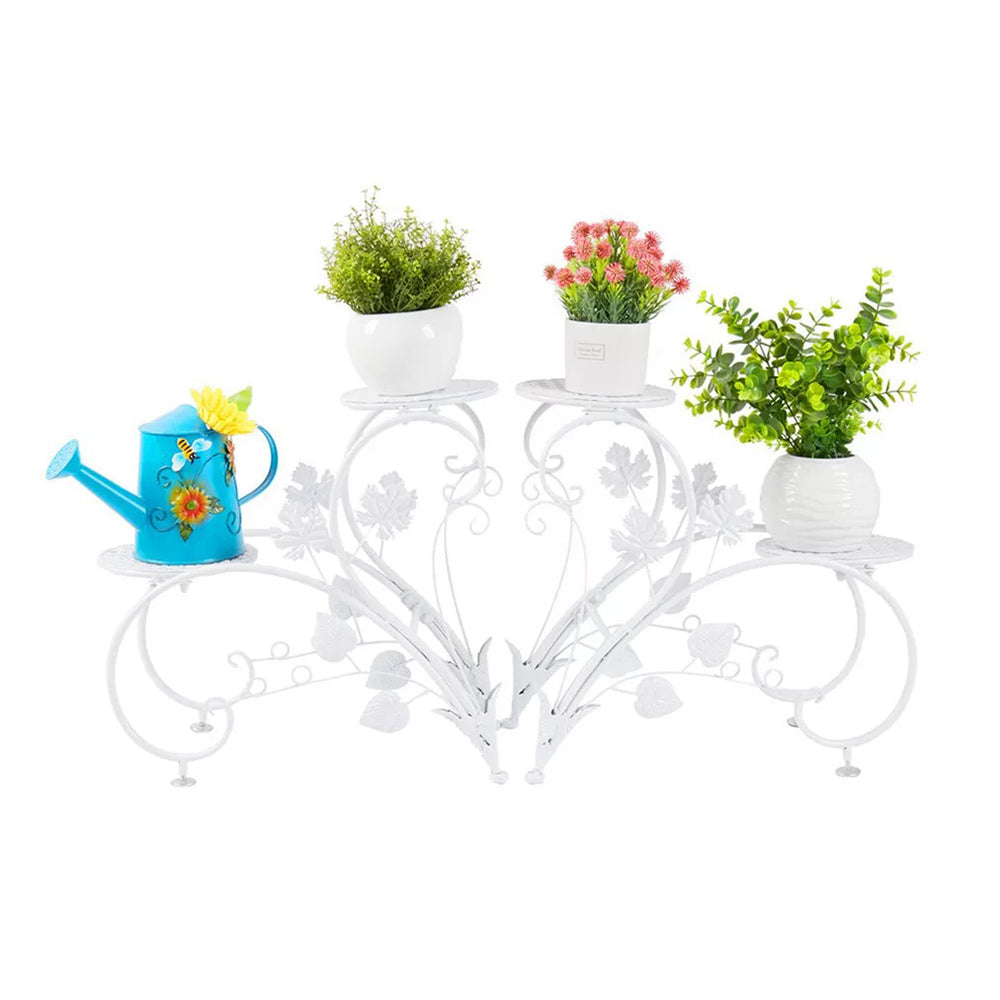 Set of 2 Heavy Duty Metal Round Plant Stand Rustproof Flower Pot Display Holder