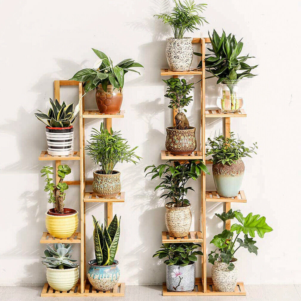 5/6 Pot Vertically Bamboo Flower Shelf Rack Pots Display Corner Shelving