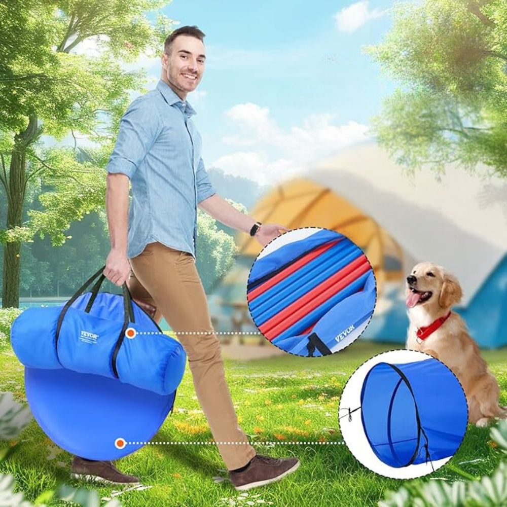 5 Piece Dog Agility Training Set Upgrade with Adjustable Hurdles and Extended Tunnel