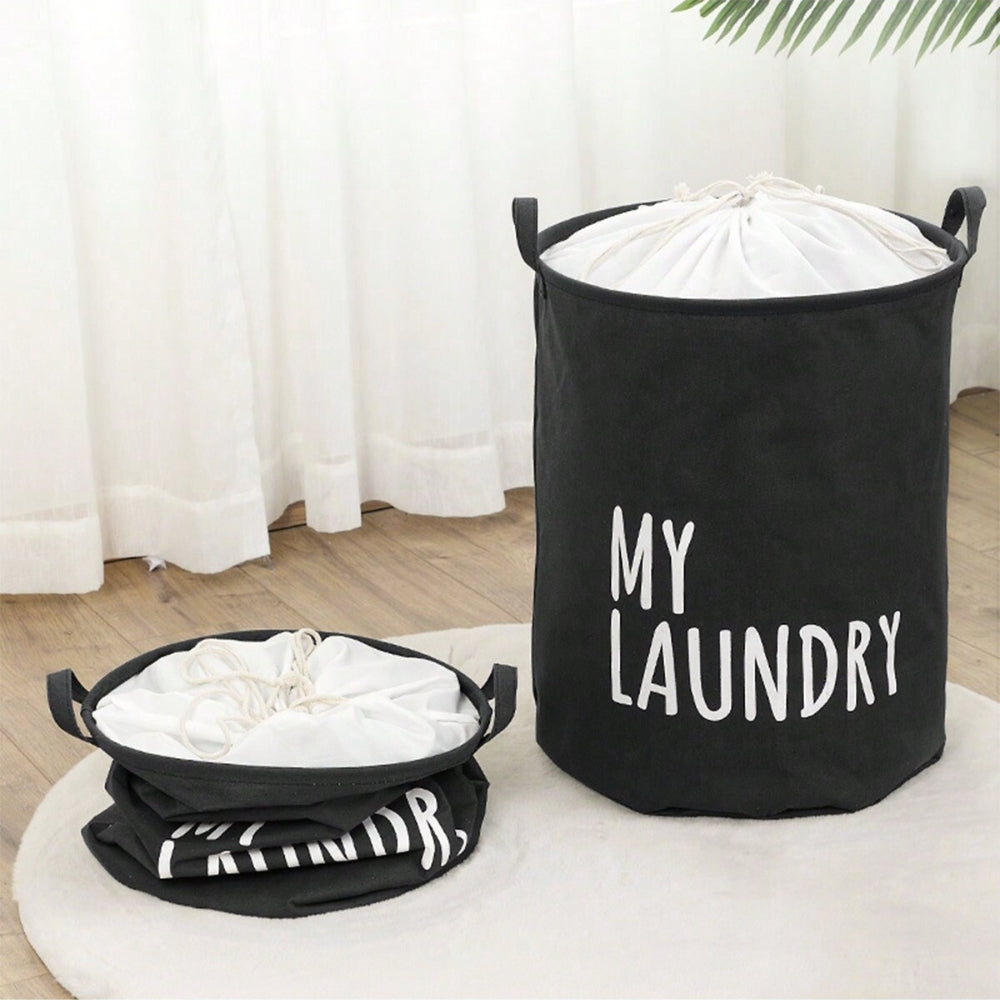 Foldable Drawstring Laundry Basket Large Capacity Waterproof Clothes Storage Basket For Home Bathroom Organizer