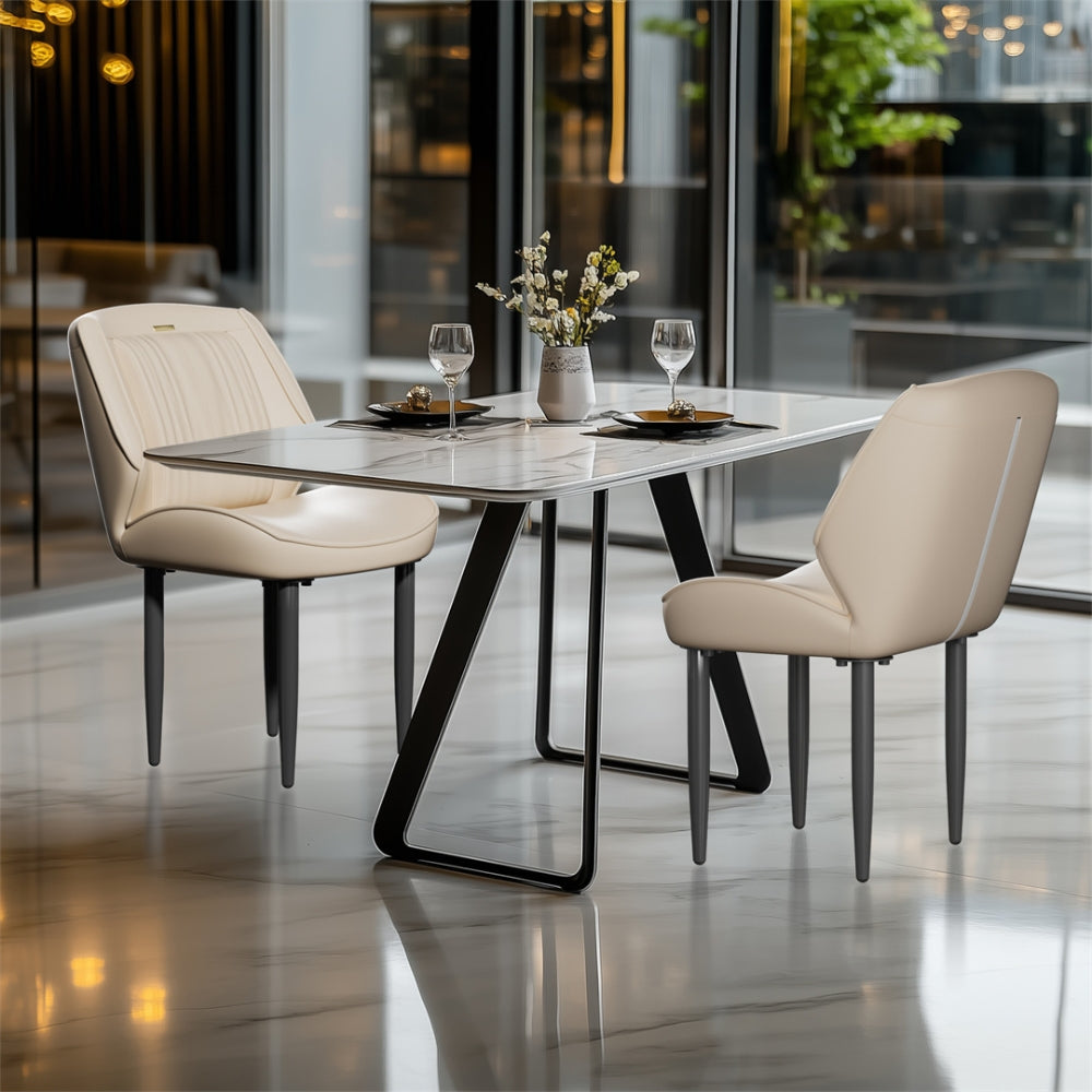 Modern Armless Leisure Chairs Microfiber Silicone Leather Dining Table Chairs