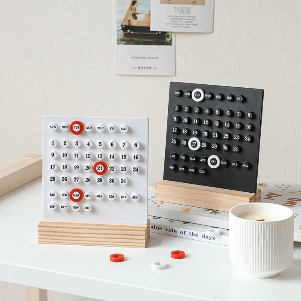 Handmade Acrylic Wooden Base DIY Calendar for Home and Office Desk Decoration