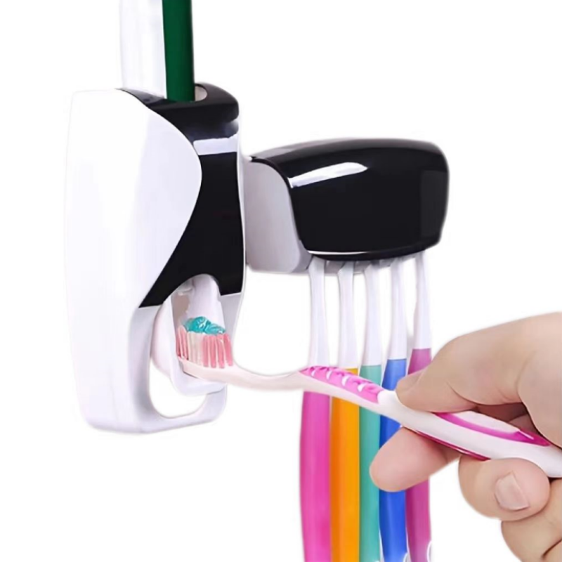 Wall Mounted Toothbrush Storage Rack with Toothpaste Squeezer