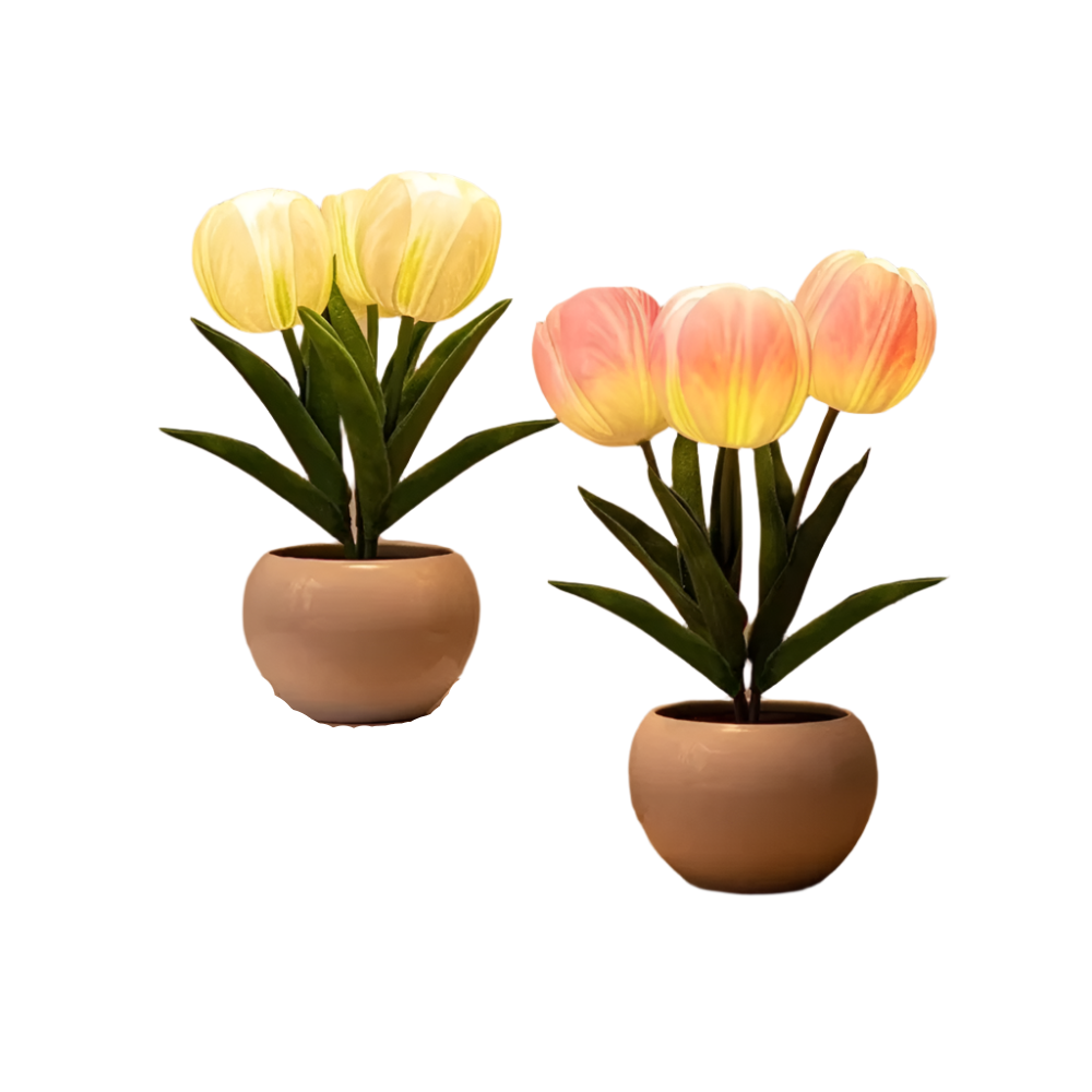 Tulip Table Lamp with LED Light Elegant Bedside Lamp for Bedroom or Living Room