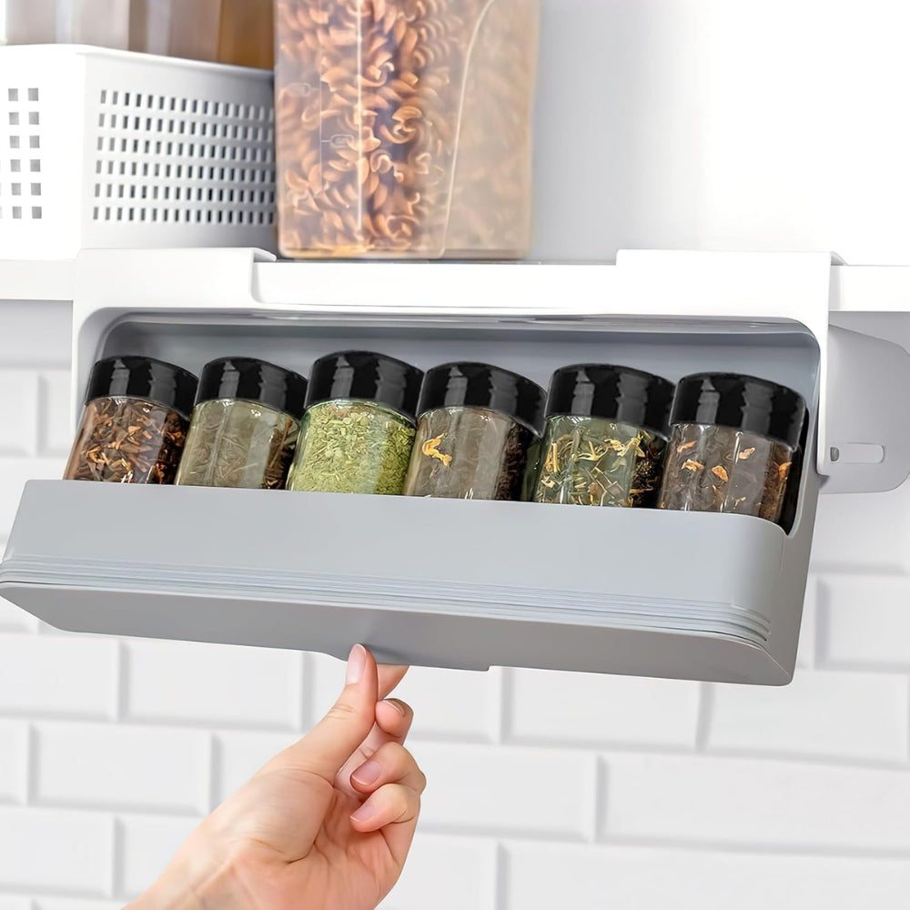 Self-adhesive Wall-mounted Under-Shelf Seasoning Bottle Storage Rack Spice Organizer
