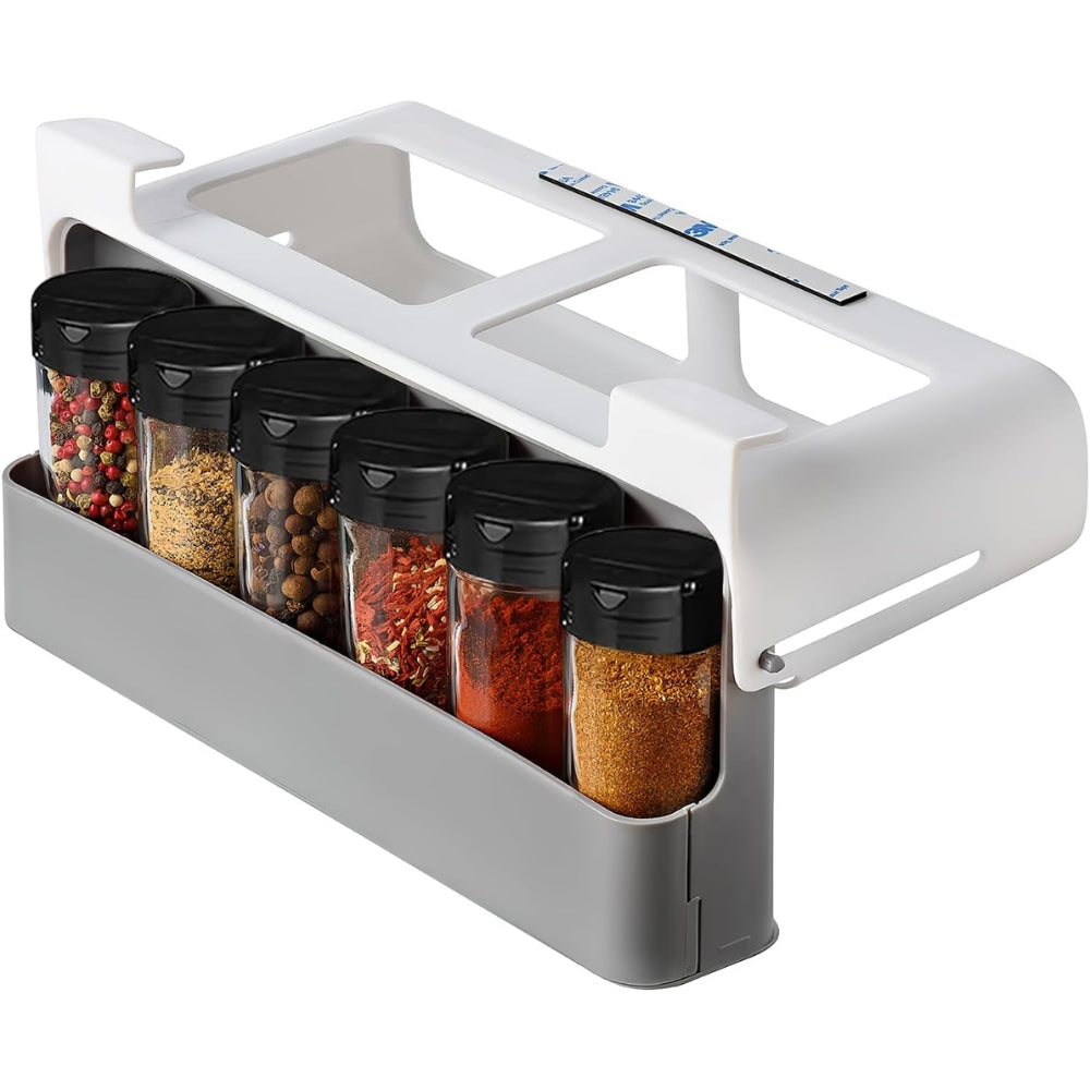Self-adhesive Wall-mounted Under-Shelf Seasoning Bottle Storage Rack Spice Organizer
