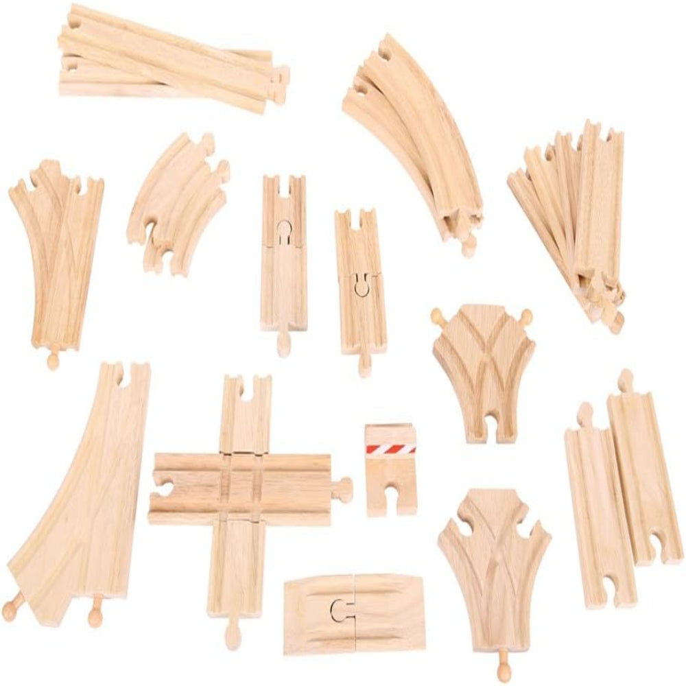 Bigjigs Rail Low Level Track Expansion Pack Wooden Railway Track Extension Set