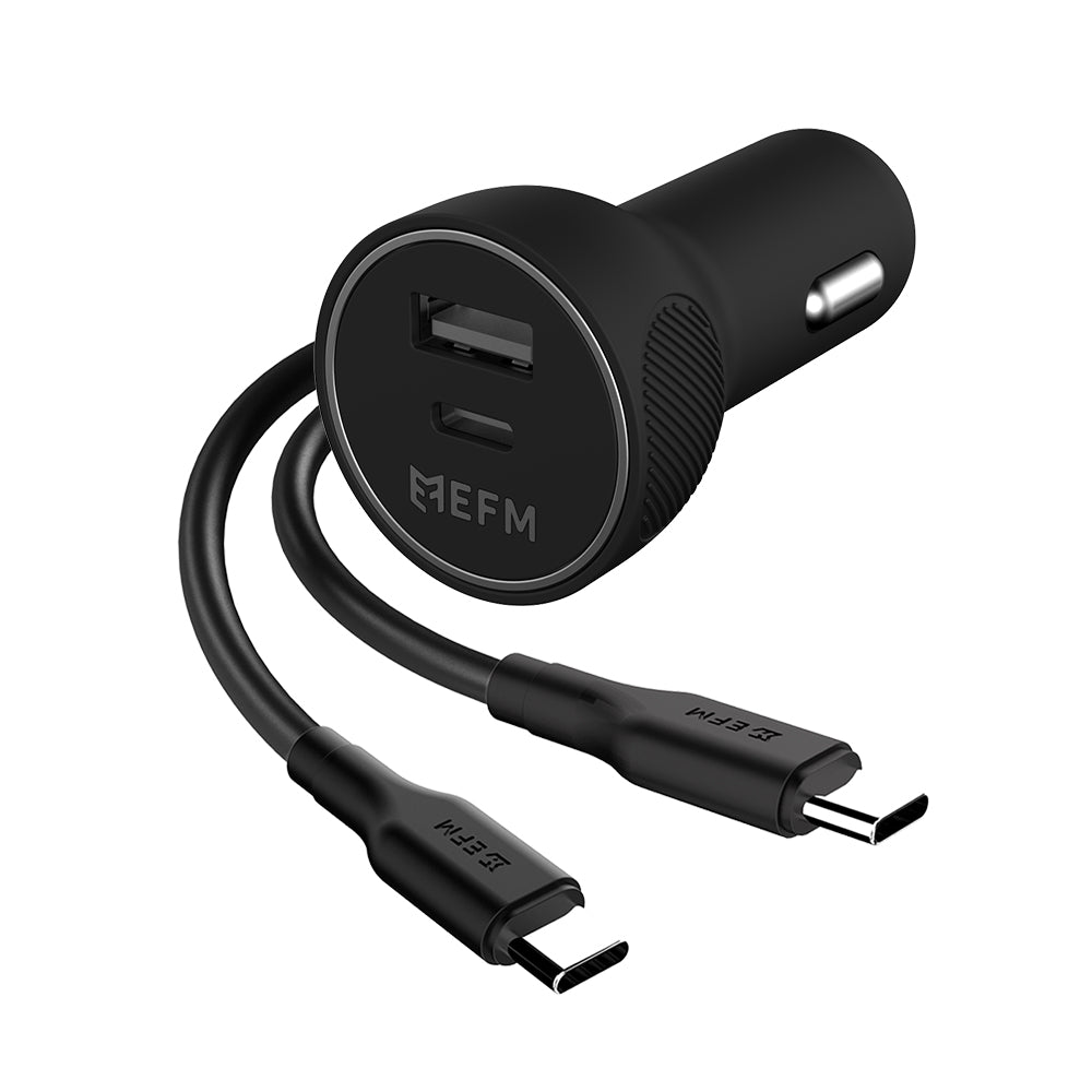 EFM 57W Dual Port Car ChargerWith Type C to Type C Cable