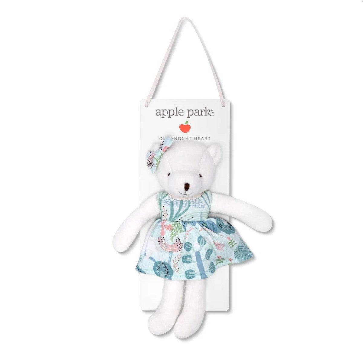 Apple Park Little Minty Bloom Bear Organic Plush Toy for Babies and Toddlers