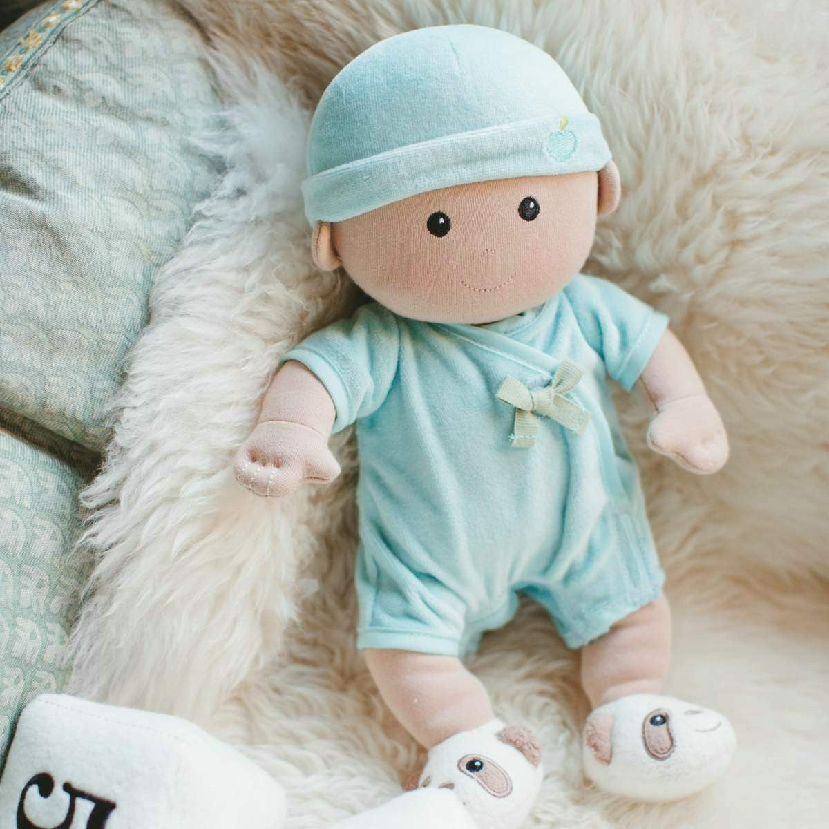 Apple Park Organic Baby Doll Mint Soft Plush Toy for Infants and Toddlers