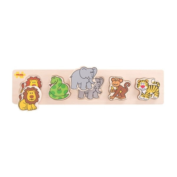 Bigjigs Toys Safari Chunky Match Lift Puzzle Educational Toy for Kids
