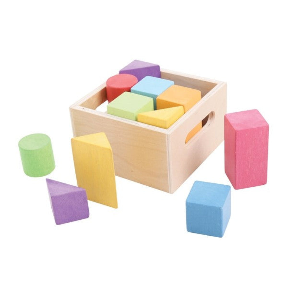 Bigjigs Toys Wooden First Building Construction Blocks Set for Toddlers