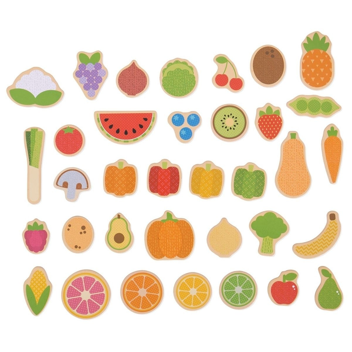 Bigjigs Toys Fruit & Veg Magnets Bigjigs Toys Wooden Fridge Magnets for Kids