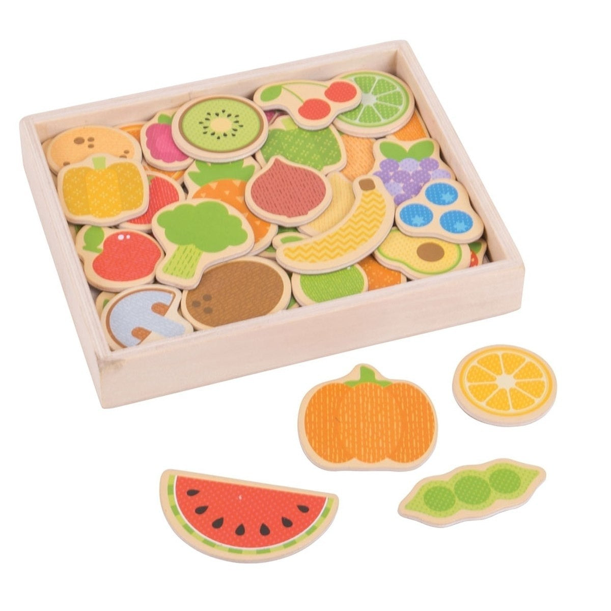Bigjigs Toys Fruit & Veg Magnets Bigjigs Toys Wooden Fridge Magnets for Kids