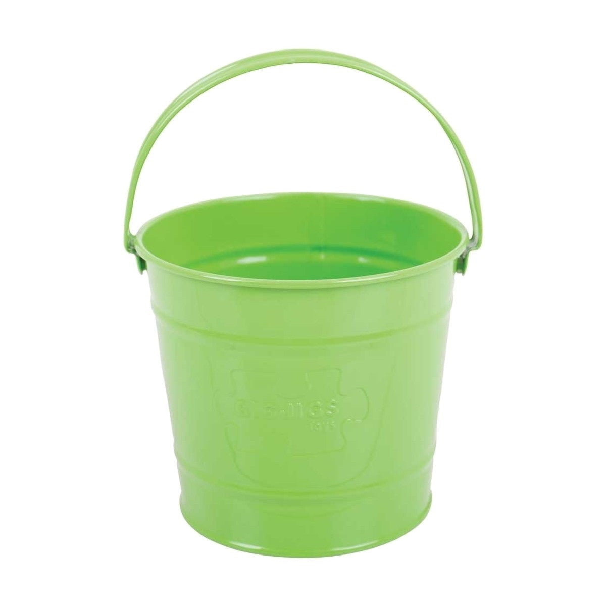 Bigjigs Toys Green Metal Bucket Sturdy Steel Outdoor Toy for Gardening