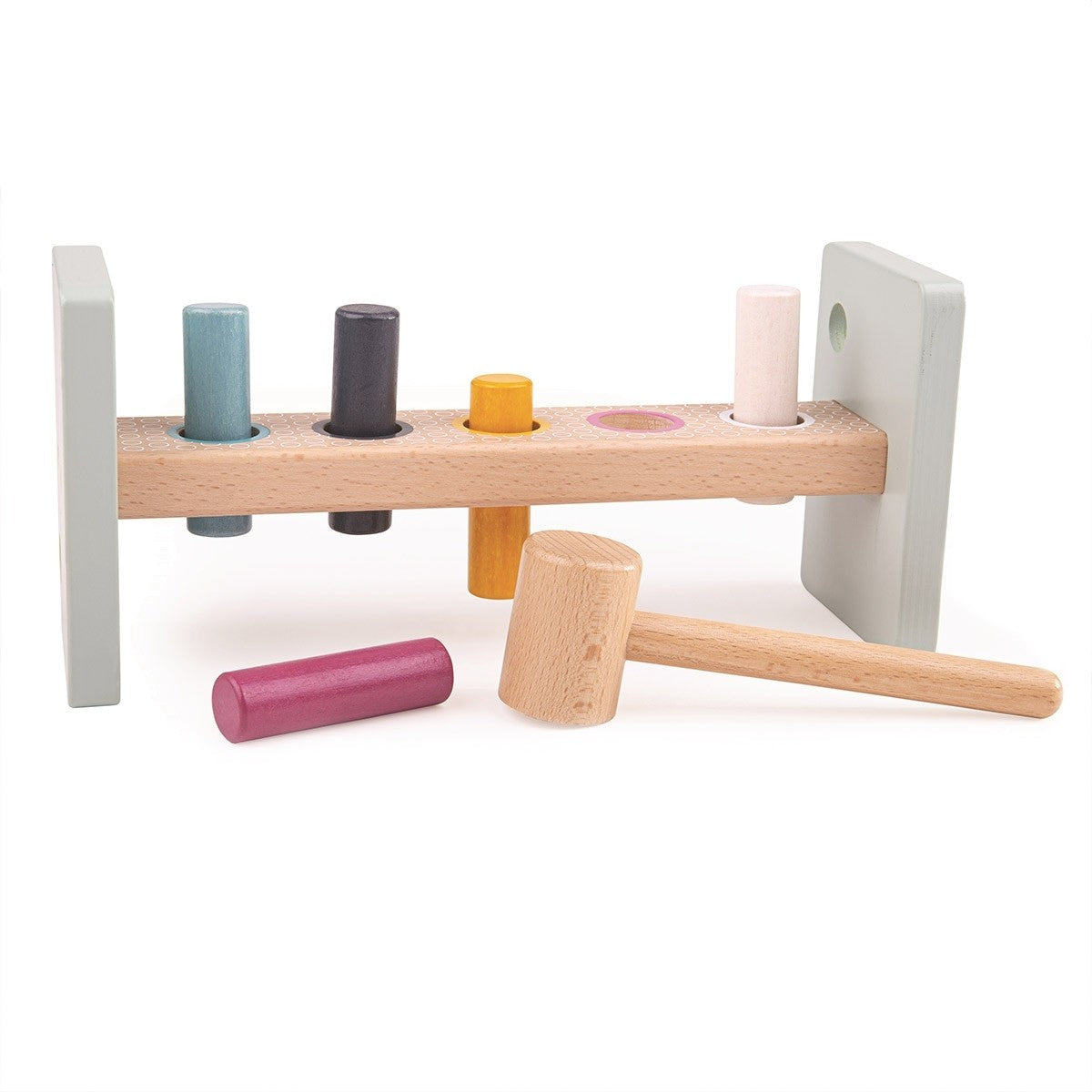 Bigjigs Toys FSCCertified Wooden Hammer Bench Montessori Activity for Toddlers