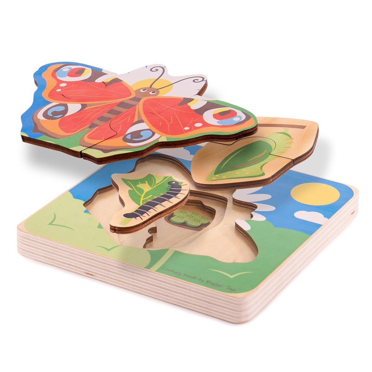 Bigjigs Toys Educational Butterfly Lifecycle Layer Wooden Puzzle for Kids