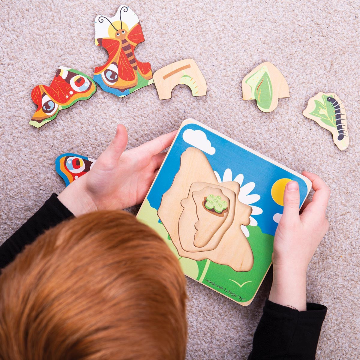 Bigjigs Toys Educational Butterfly Lifecycle Layer Wooden Puzzle for Kids