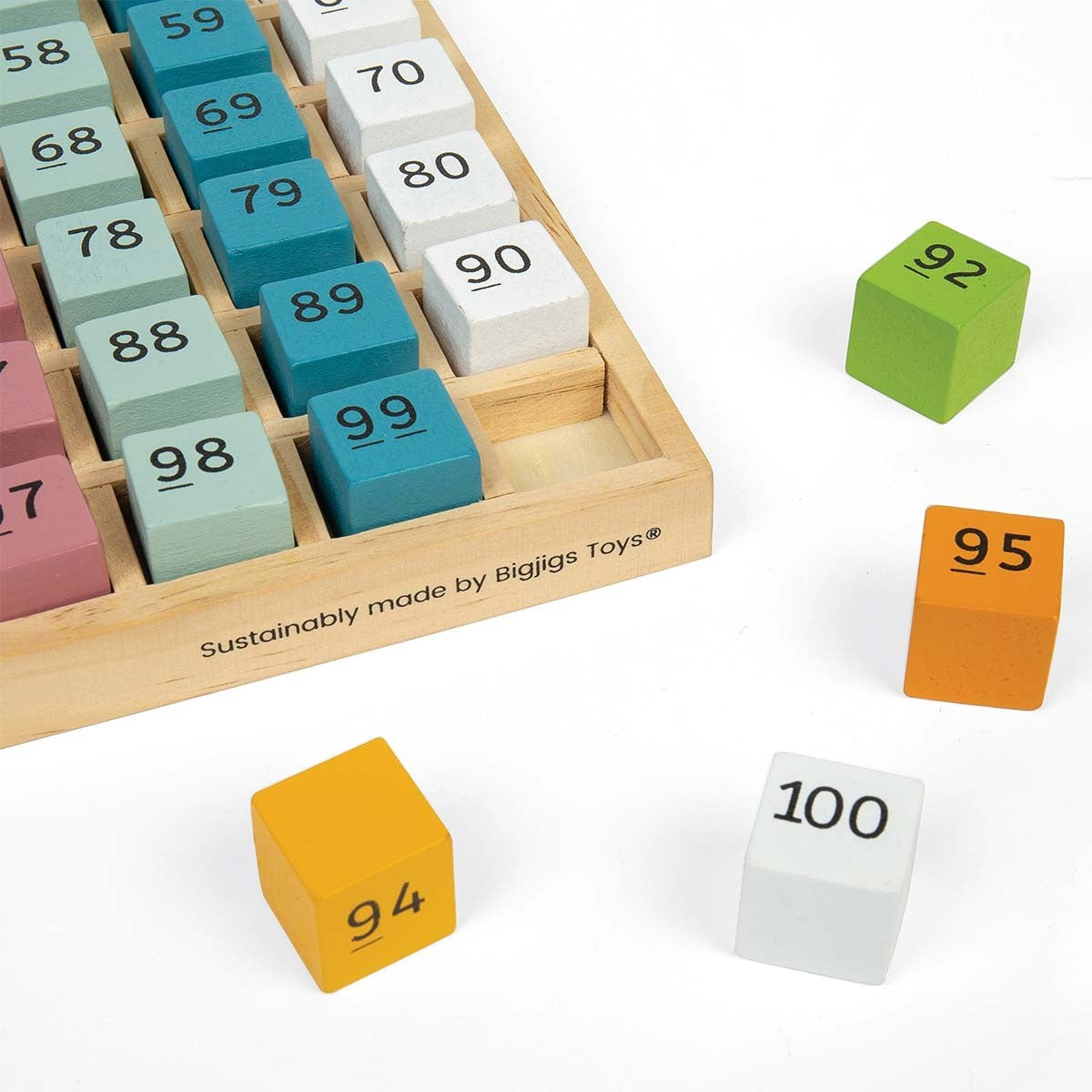 Bigjigs Toys Scandi Inspired Wooden Number Counting Tray for Toddlers