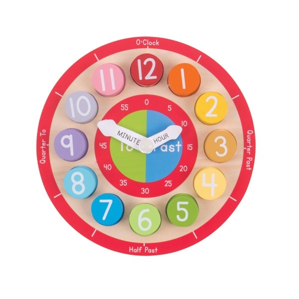 Bigjigs Toys Teaching Clock Wooden Educational Time Learning Toy for Kids