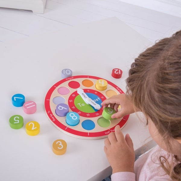 Bigjigs Toys Teaching Clock Wooden Educational Time Learning Toy for Kids