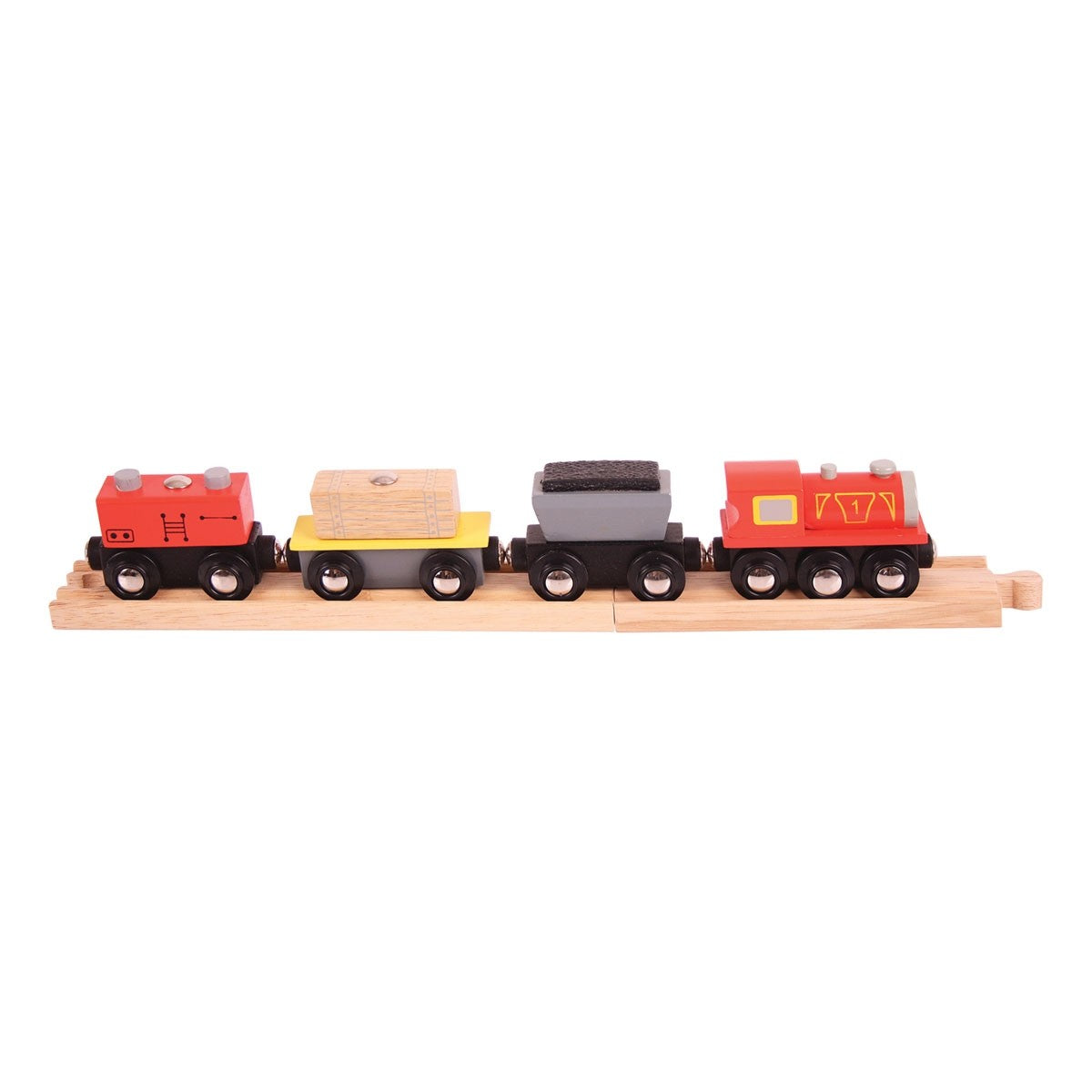 Bigjigs Rail Freight Train Wooden Cargo Train with Magnetic Carriages