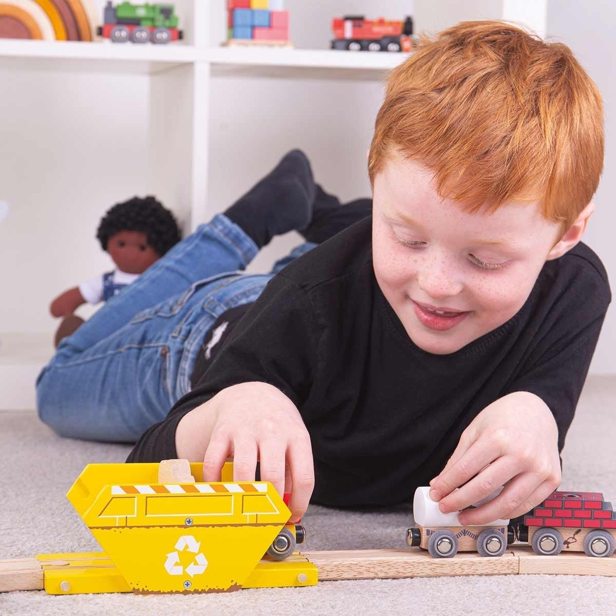Bigjigs Rail Wooden Rubble Skip Construction Accessory for Wooden Train Sets