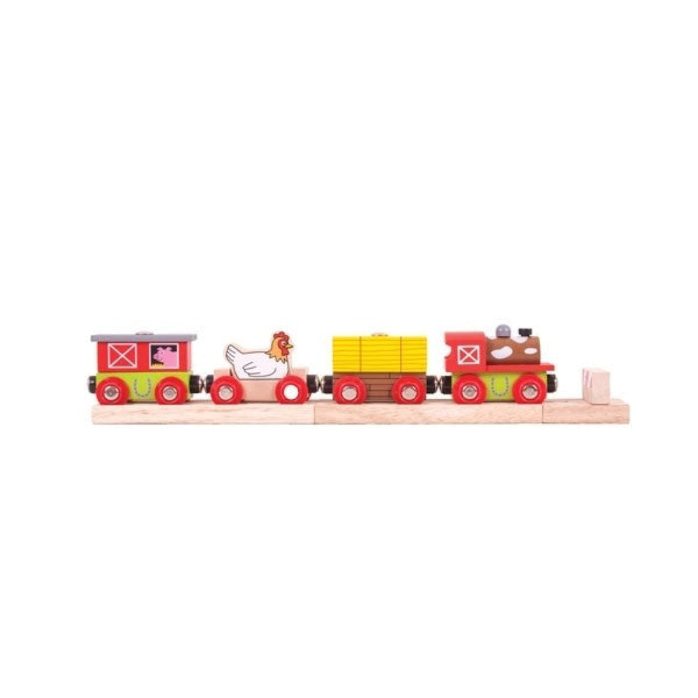 Bigjigs Rail Farmyard Train Wooden Farm Train Set for Railway Systems
