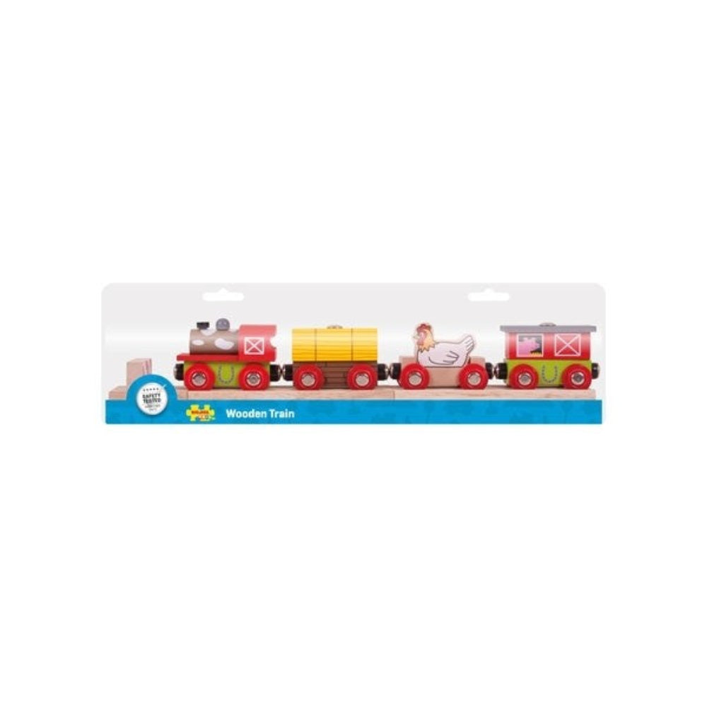 Bigjigs Rail Farmyard Train Wooden Farm Train Set for Railway Systems