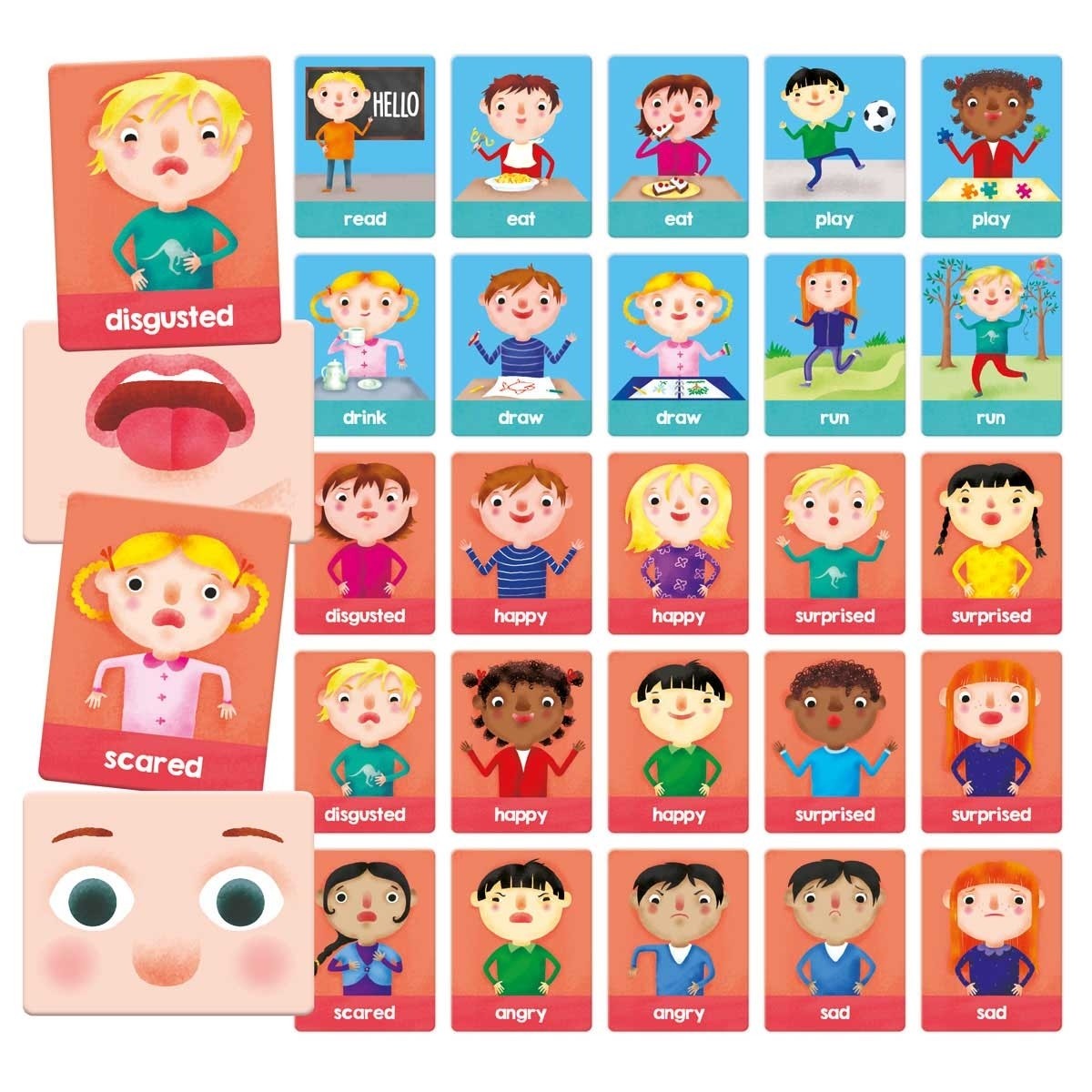 Headu Montessori Flashcards Emotions and Actions Learning Set for Kids