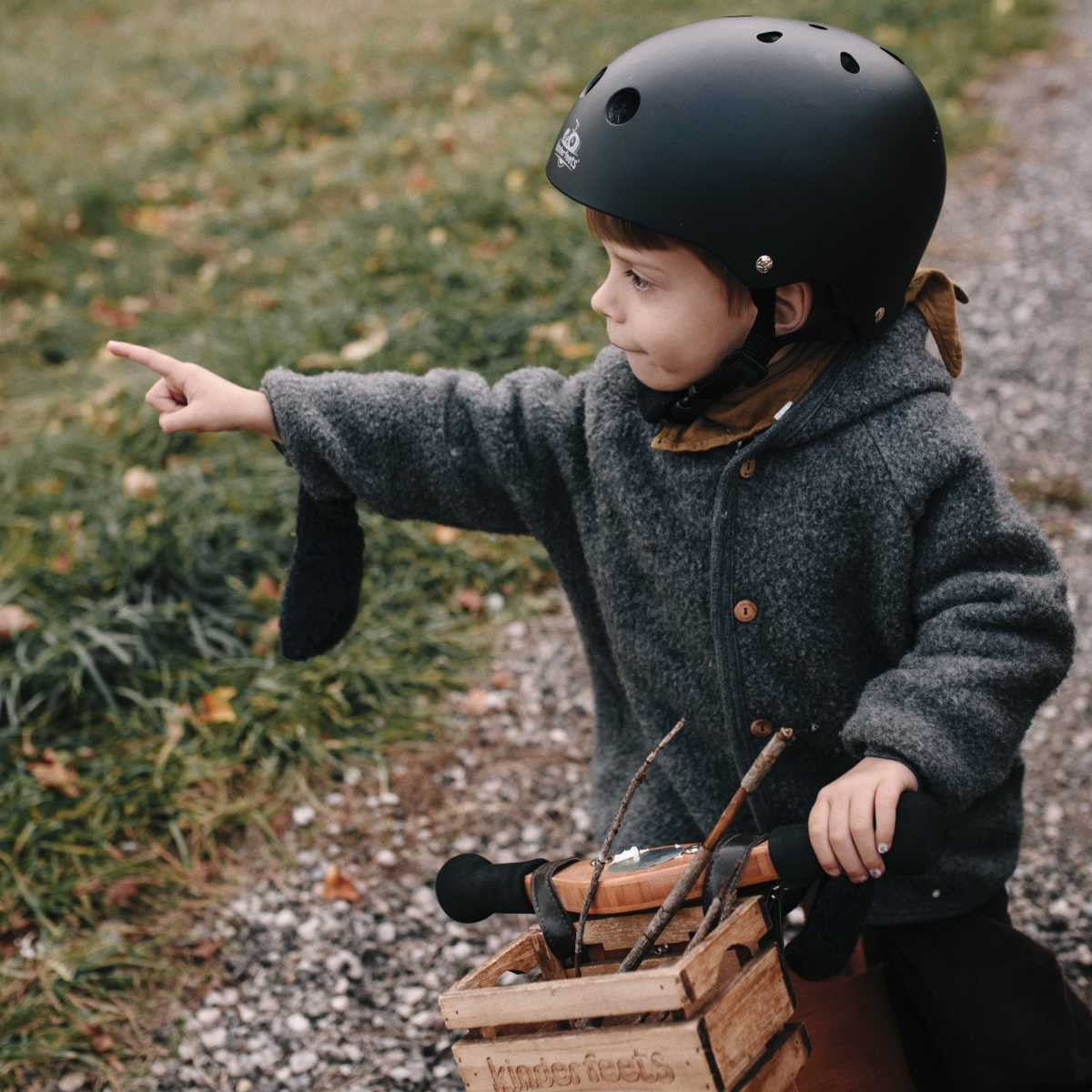 Kinderfeets Toddler Bike Helmet Adjustable Safety Helmet Matte Black