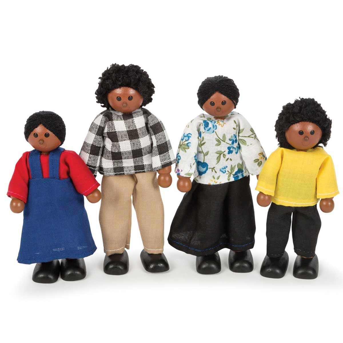 Tidlo Wooden Doll Family Set 2 Figures for Dollhouses & Pretend Play
