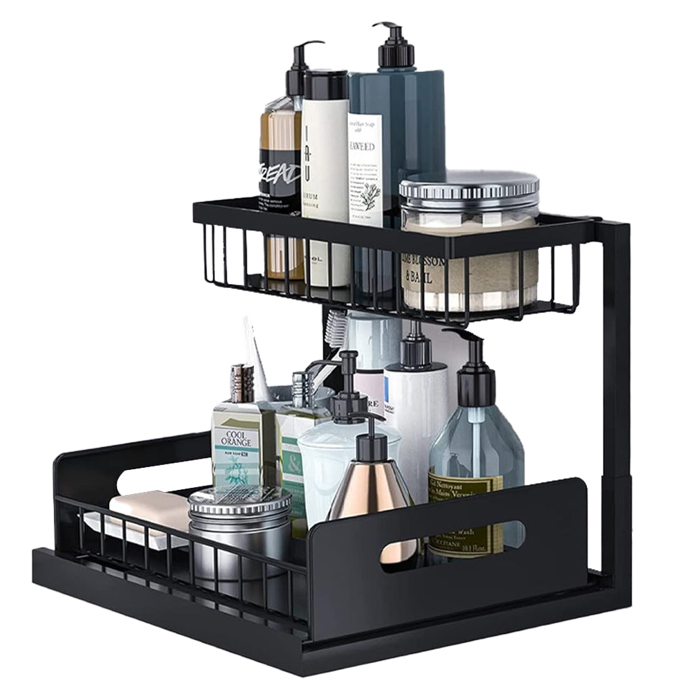 Hivvago 2-Tier Pull-Out Under Sink Organizer Storage Shelf for Kitchen and Bathroom