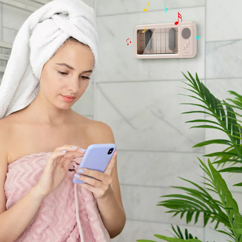 Rotating Waterproof Wall Mounted Phone Holder- USB Rechargeable