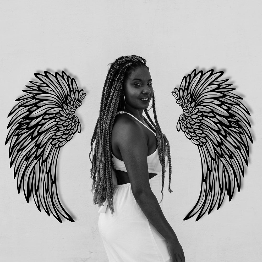 Angel Wings Metal Wall Decor with LED Light -Battery Powered