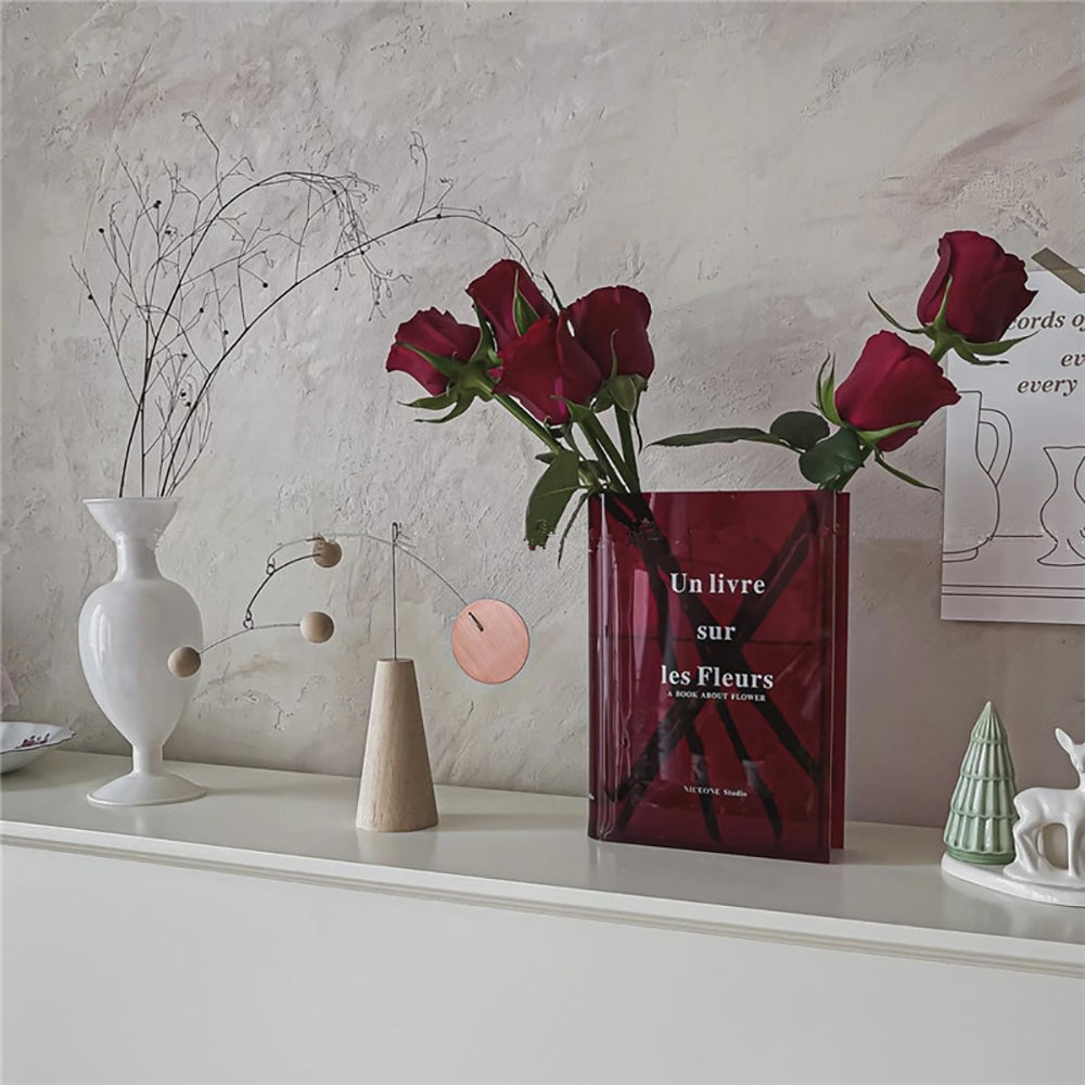 Clear Book Vase Artistic and Cultural Decor Acrylic Vase